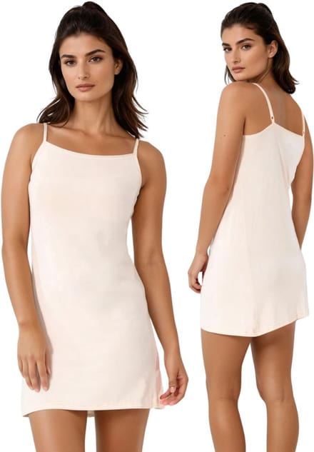 Onderjurk Dames | Bamboe Viscose | Kort (92CM) | Maat XXL/3XL | EU 44-46 | Beige