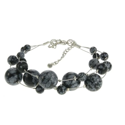 Behave - Armband - Zwart Grijze Halfedelsteen Kralen
