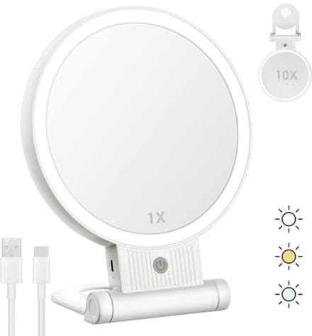 Verlichte Make-up Spiegel met 1X en 10X Vergroting - Oplaadbare LED Spiegel