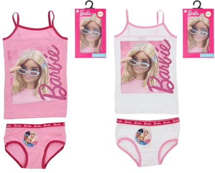 Barbie Ondergoedset - Maat 122/128 - Roze - Wit - Slip - Hemd - Kind