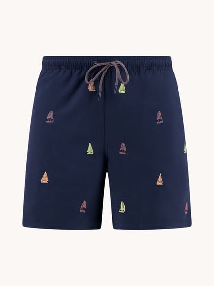 A Fish Named Fred A Fish Named Fred Zwemshort Sailing Boats Embroidery Navy  2XL