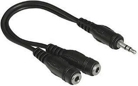 Hama 3.5 mm Jack Plug, Stereo -2 x 3.5 mm Jack Socket, Stereo audio kabel 0,2 m 2 x 3.5mm 3.5mm Zwart