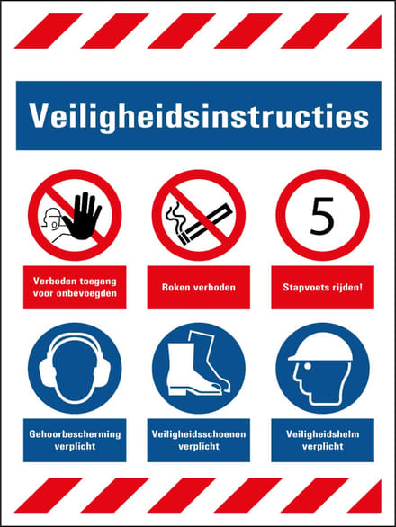 Bouw sticker veiligheidsinstructies 200 x 150 mm