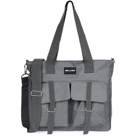 Bellugio Dames Handtas Werk - Grote Nylon Shopper Grijs