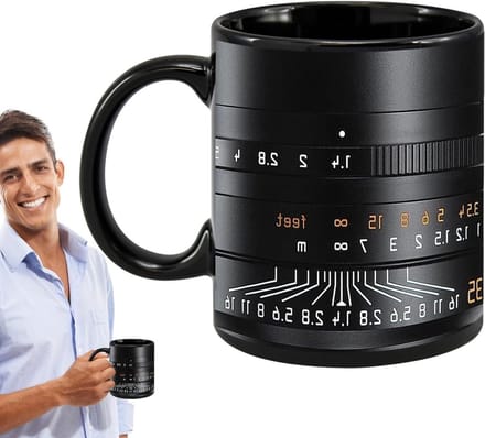 Camera Mok - Lens beker - Drankjes serveren - Uniek lensontwerp - 350ml - Zwart