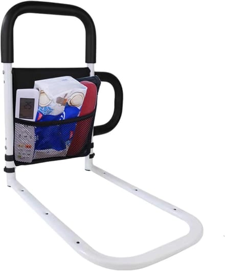 Bedhek voor Senioren - Bedstang Hulpbeugel - Veiligheid in Bed - Antislip Handgreep - 50 x 31.5 cm - Wit