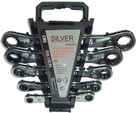 Silver - Zeskant Ratelsleutels Set - 5 Delig - 6-22mm - Staal CrV