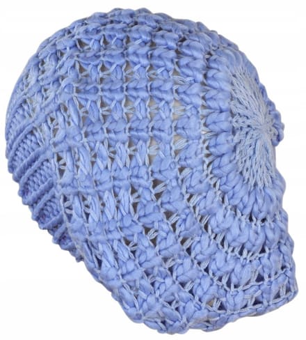 Azuurblauwe damesgebreide baret - one size fits all