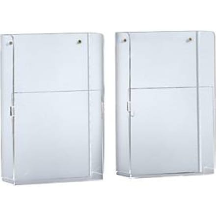 Wandfolderhouder - plexiglas - B 225 x D 75 x H 330 mm - transparant - voor A4 formaat - set van 2 stuks