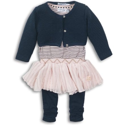 Dirkje  - Maat 86 - 3 pce Babysuit dress - Navy + pink - Vrouwen