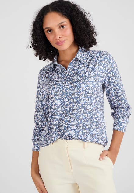 Damart - Overhemdblouse tricot warm - Dames - Blauw - M