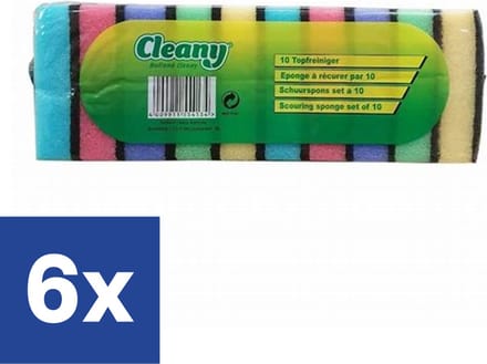 Cleany Gekleurde Schuurspons - 6 x 10 Sponsjes