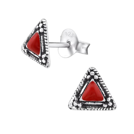 Amanto Oorbellen Fraukje Red - 925 Zilver E-Coating - Driehoek - ∅7mm