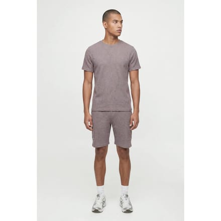 Slim Waffle T-Shirt & Cargo Short Set | Taupe | Size Medium