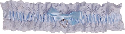 Kousenband Blauw Broderie - Blauw Strikje & Hartje