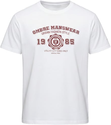 OMBRE T-shirt - Regular Fit - Katoen - Korte Mouw Wit M