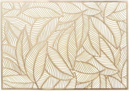 Unique Living Placemat Nissa - 8x - goud bladmotief - 30 x 45 cm