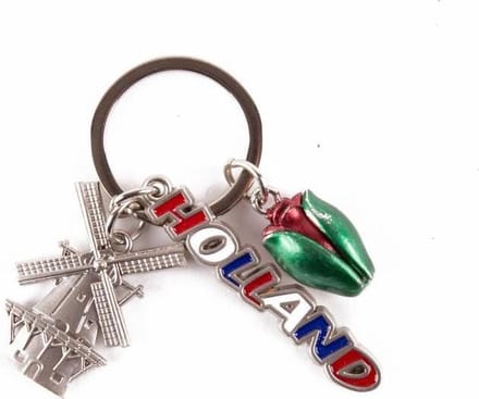 Sleutelhanger Bedels Molen Tulp Letters Holland Zilver - Souvenir