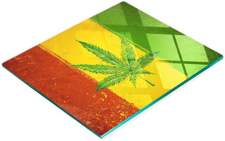 Glazen snijplank met decoratieve Rasta-vlagafbeelding, 60x52 cm