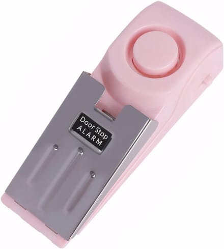 Deurstopper Alarm - Veiligheidsapparaat - Extra Beveiliging - 120 dB Sirene - 14 x 45 x 38 cm - Roze