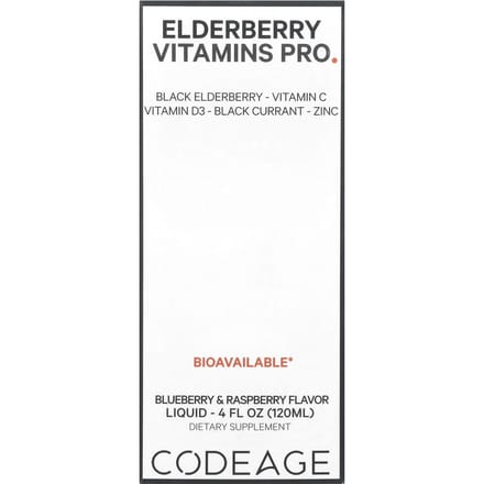 Codeage, Vitamines, Sureau+ Complexe Immunitaire, Myrtille et Framboise, 4 fl oz (120 ml)