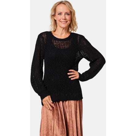 Elegante pullover in netlook met pailletten - zwart - Gr. 48 van Goldner Fashion