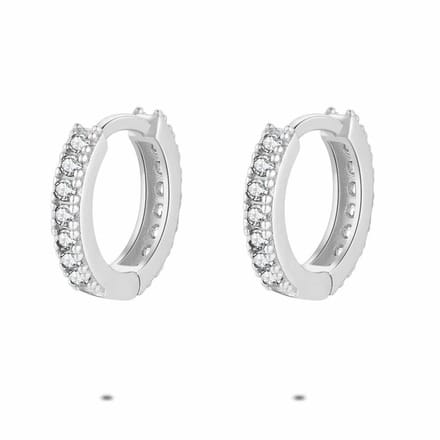 Twice As Nice Oorbellen in zilver, oorring zirkonia, 12 mm