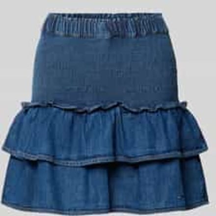 Denim minirok van puur katoen met volants