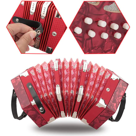 Professionele 20-knops Accordeon Concertina Muziekinstrument (Rood) pink