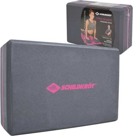 Yogablok voor volwassenen - grijs-roze 22 x 15 cm