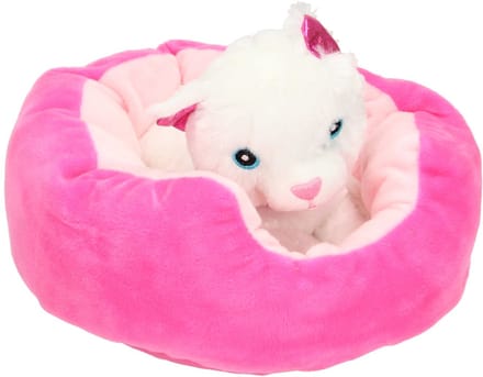 Toi-Toys Plush dog/cat in Basket - Assorted