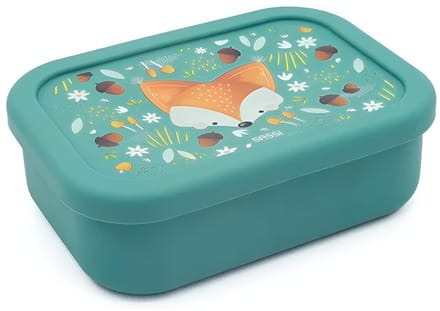 Sassi Junior - Siliconen lunchbox voor kinderen - Pauwgroen 12 x 17 cm
