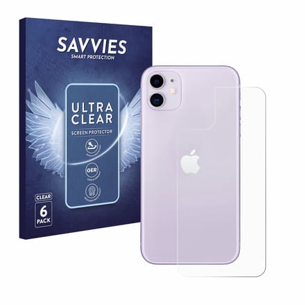 Savvies - Screenprotector voor Apple iPhone 11 (Achterkant) - Folie Beschermfolie transparant 6 Stuks