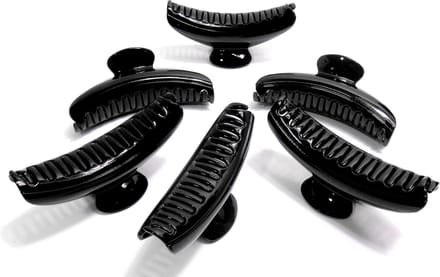 6 grote haarklemmen 12 cm zwart