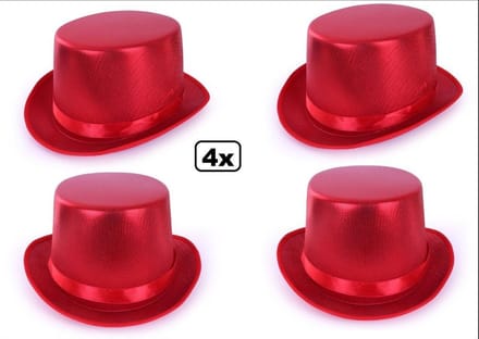 4x Hoge hoed metallic rood