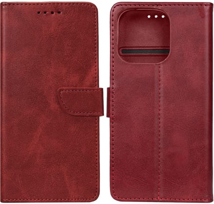 Rixus Bookcase For Apple iPhone 16 Pro Dark Red