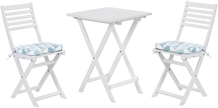 FIJI - Bistroset voor 2 - Wit /Blauw - Acaciahout