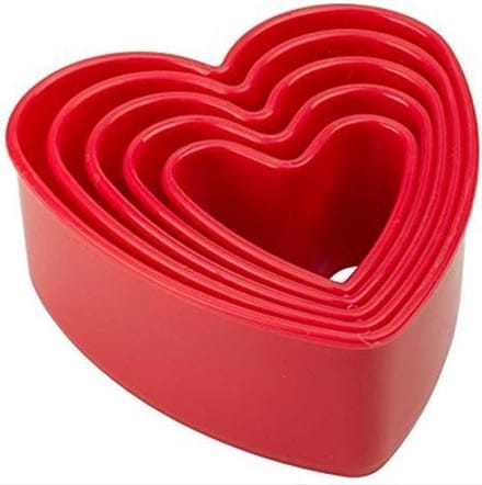 Scoby - Deegvorm - Set van 5 Hartjesvormen - Cookie Cutters - Bakvormen - 5 Stuks - Rood