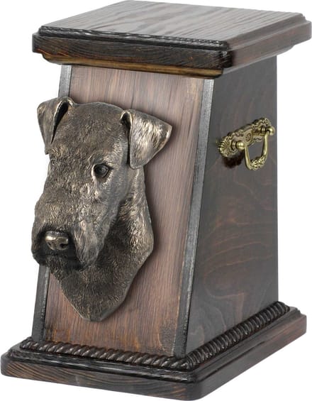 Elegante urn voor Airedale Terrier en Bingley Terrier met hondenbuste