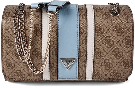 GUESS schoudertas Noelle II Convertible Xbody Flap Latte Logo / Light Blue Lichtbruin