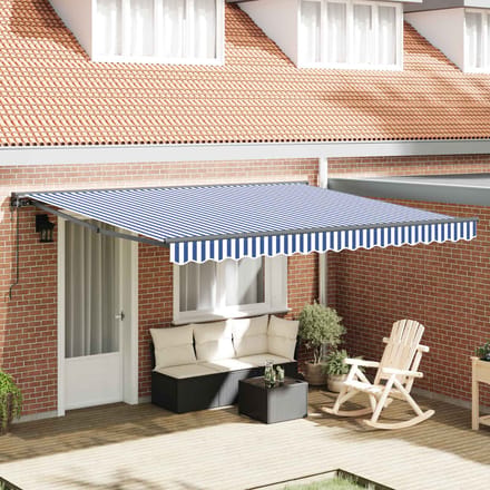 vidaXL Zijde Frame Blauw en Wit 400 × 300 cm Polyester met PU-coating