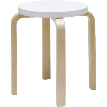 Artek - E60 kruk - poten berken / zitting wit