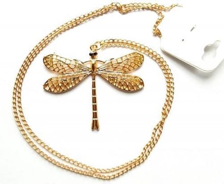 Lange ketting met libelle hanger Rosegoudkleurig