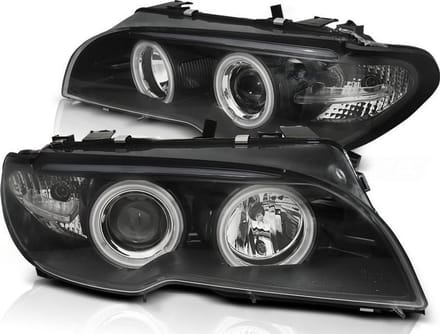 Koplampen Xenon BMW E46 04 03-06 COUPE CABRIO ANGEL EYES CCFL ZWART