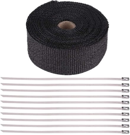 Allecto - Uitlaat Heat Wrap - Hoge warmte-isolatie - 16Ft zwart
