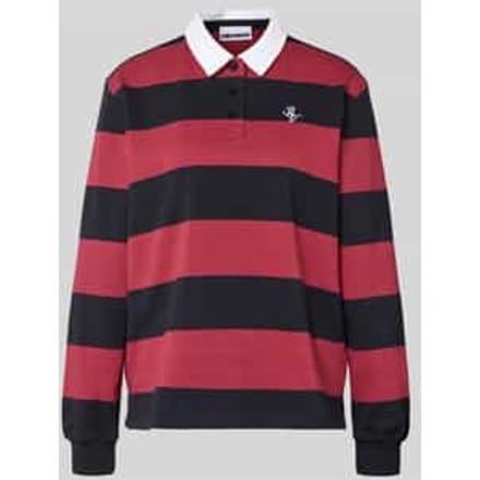 Poloshirt met lange mouwen met strepen en contrasterende knoopsluiting