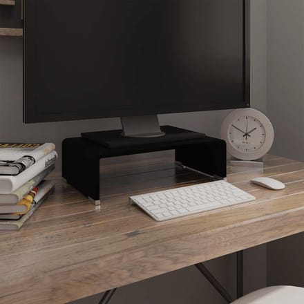 vidaXL - Tv-meubel/monitorverhoger - zwart - 40x25x11 - cm - glas