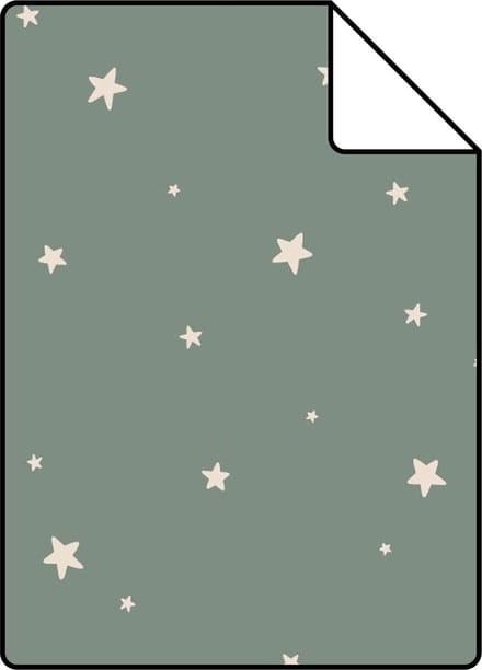 Proefstaal ESTAhome behang sterretjes vergrijsd groen - 26.5 x 21 cm - 139689-S
