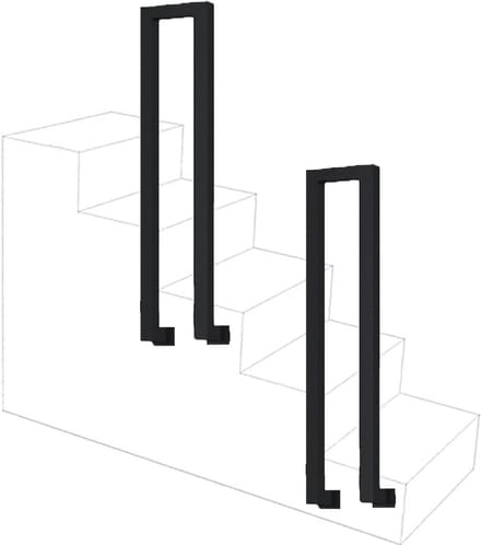 Buitentrapleuning - Leuning buiten - Veiligheid verhogen - Smeedijzeren U-vorm - 100 cm - Zwart