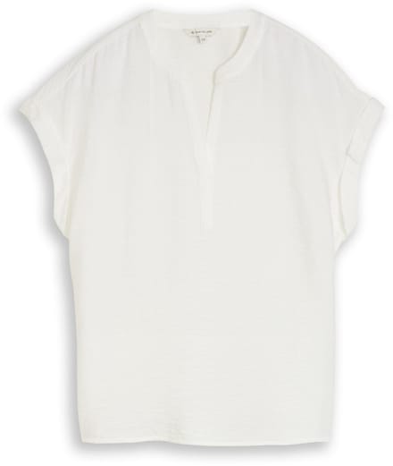 Tom Tailor - Losvallende blouse met V-hals - Maat 34 - Whisper White
